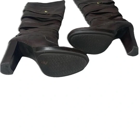 MICHAEL KORS Leather Belted Knee Boot 8.5 Classy Timeless Chic Baddie Cowgirl - Picture 3 of 7